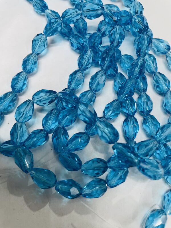 5 line strings Beads, 11mm x 8mm, aqua blue Glass Drop Bead / Briolette Crystal Beads, Glass Teardrop Vertical beads use for making jewellery embroidery work etc